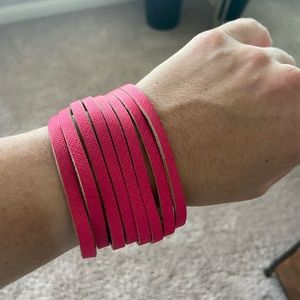Nickel and Suede Pink Leather Bracelet